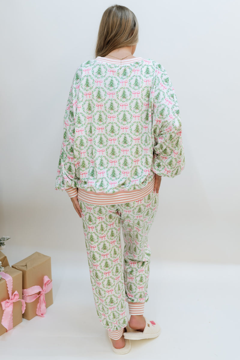 Christmas Tree & Bow Loungewear Pants