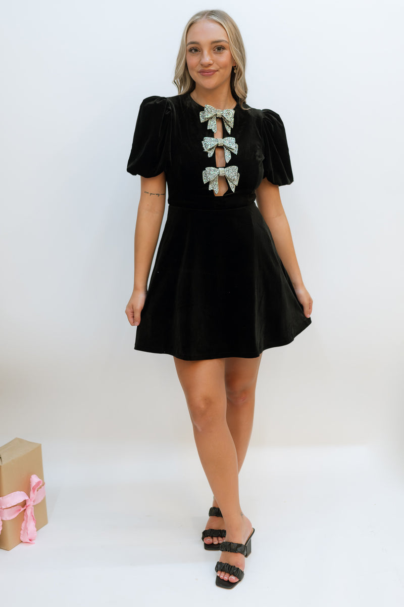 Zarah Black Velvet Dress