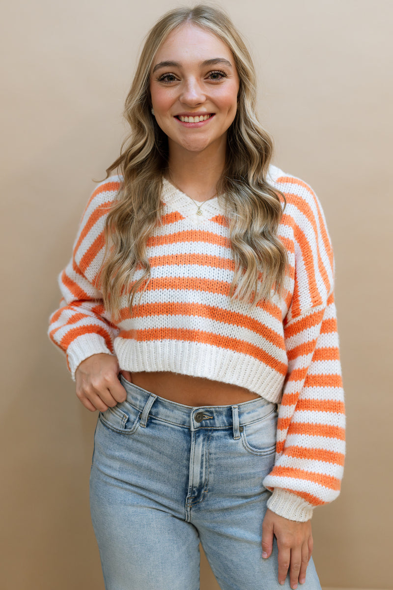 Gillian Cropped Sweater - Orange