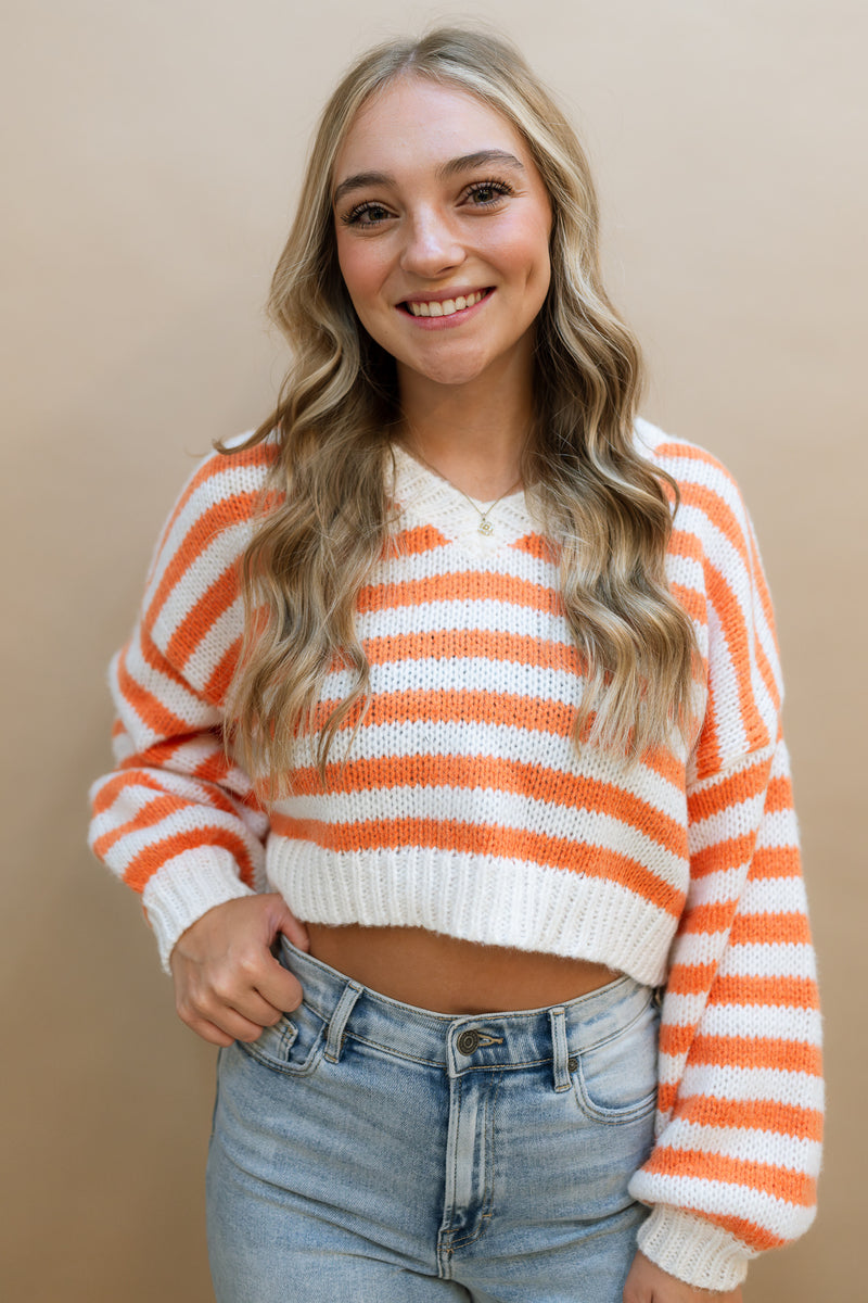 Gillian Cropped Sweater - Orange