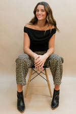 Leopard Denim Wide Leg Pant