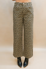 Leopard Denim Wide Leg Pant