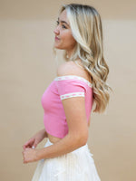 Romantic ribbed crop top in ballet pink