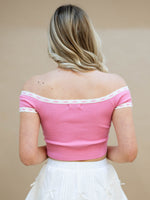 Spring pink off shoulder top