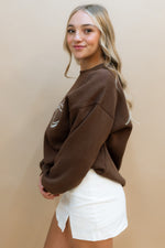 Ribbon Embroidered Sweatshirt - Brown