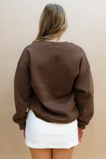 Ribbon Embroidered Sweatshirt - Brown