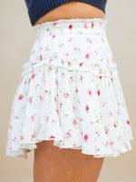 Pink rose print mini skirt