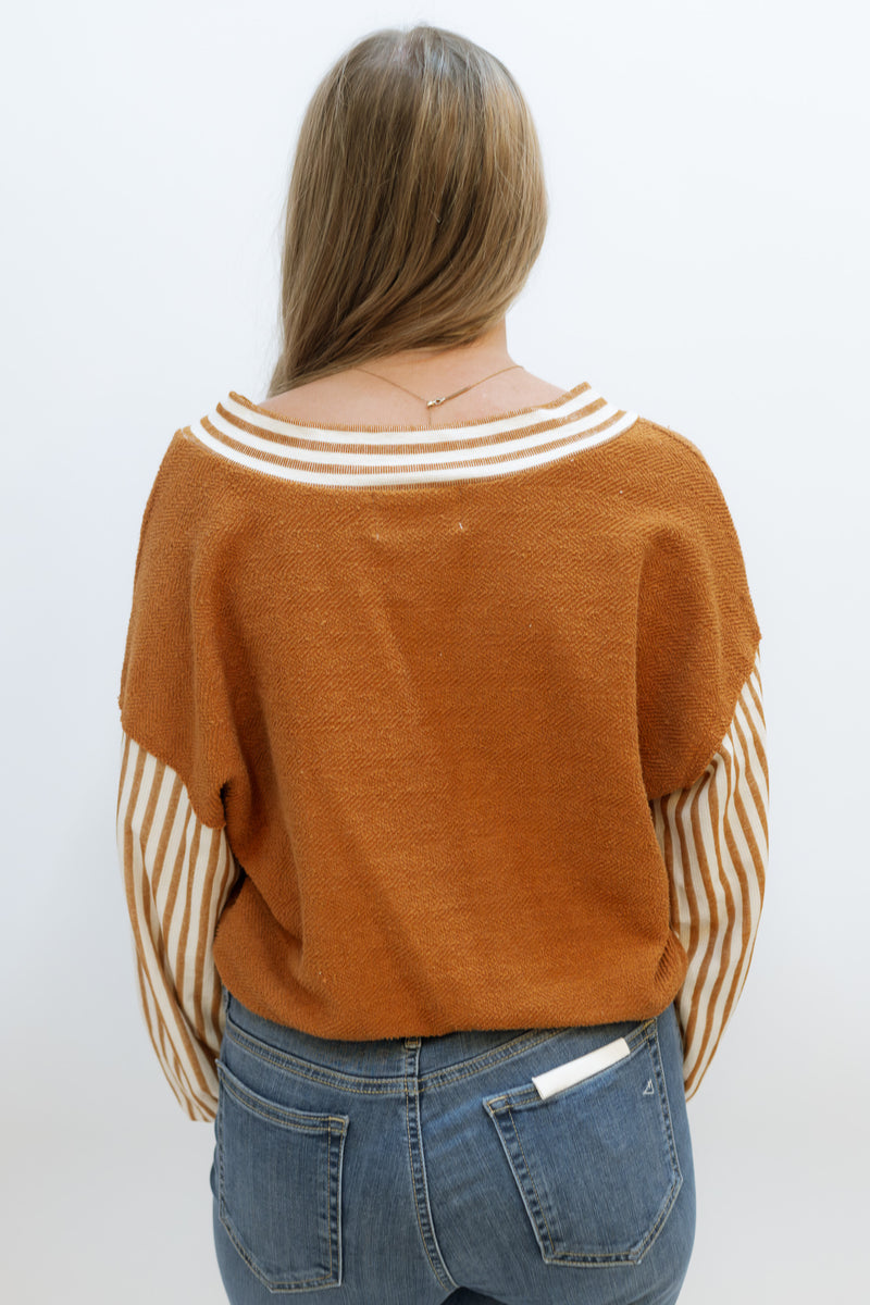 Agya Stripe Terry Top - Camel