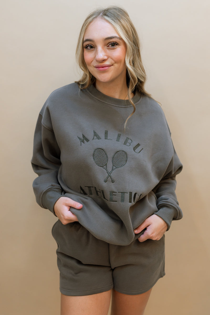 Malibu Athletics Sweatshirt - Charcoal Brown