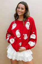 Santa Sequin Sweatshirt - Red