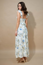 White and blue floral dress graduation outfit