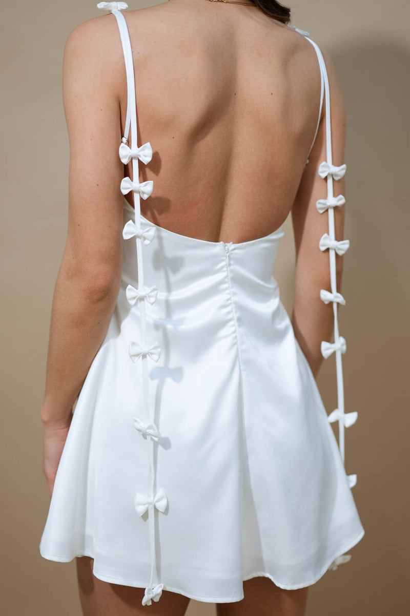 Open back white dress bachelorette party outfit