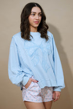 Spring blue lace-detailed sweatshirt