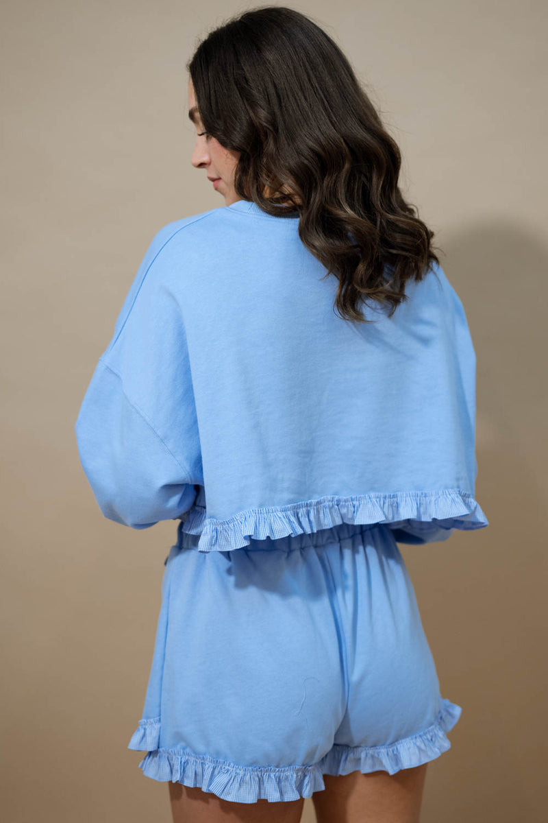 Spring blue ruffled loungewear coordinates