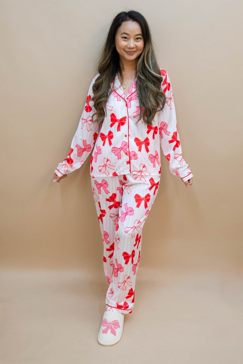 Bow print pajama set