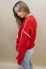 Ribbon Red Knit Sweater