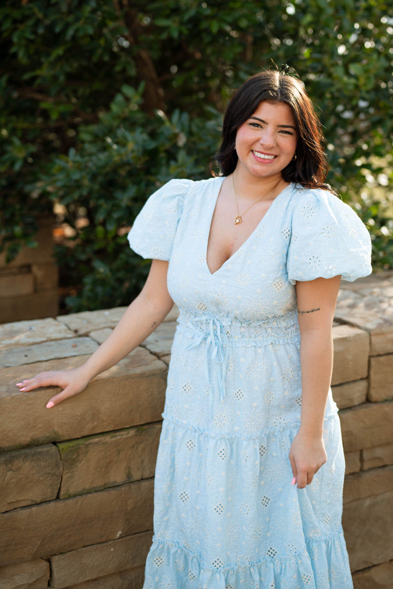 Outdoor Romantic Spring Dress with Cupcake Sleeves