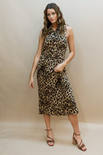 Taryn Leopard Halter Midi Dress