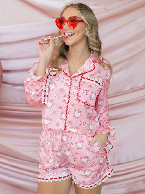 Valentine's Day pink pajama set