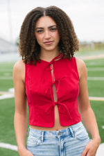 Alabama crimson denim vest sleeveless bows
