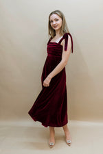 Kenzie Velvet Midi Dress - Wine