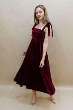 Kenzie Velvet Midi Dress - Wine