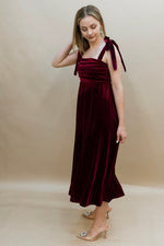 Kenzie Velvet Midi Dress - Wine