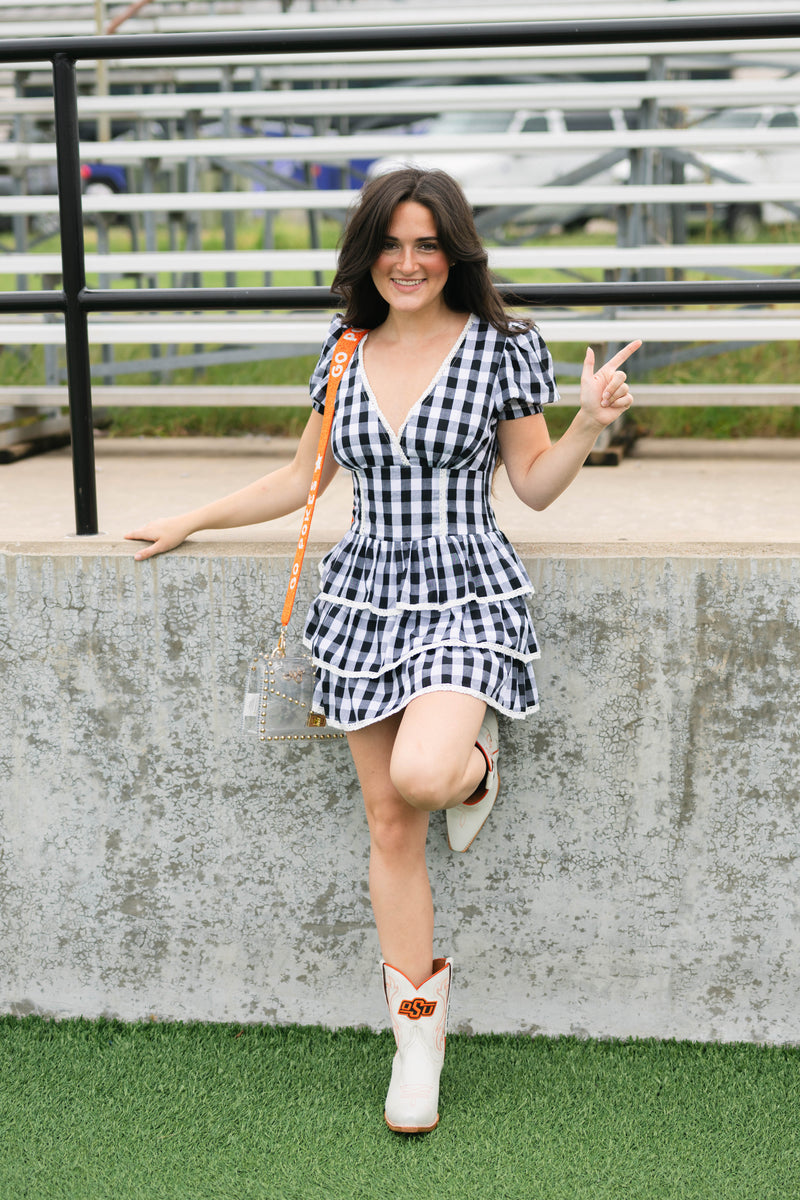 Tailgate outfit romper ruffle skirt