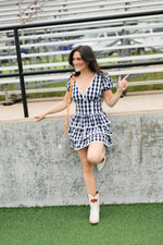 College football fashion gingham romper
