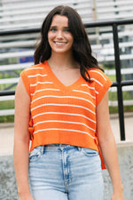 Tennessee orange striped knit vest V-neck