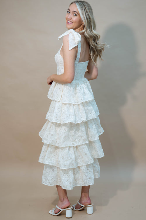 Graduation white embroidered dress bow straps