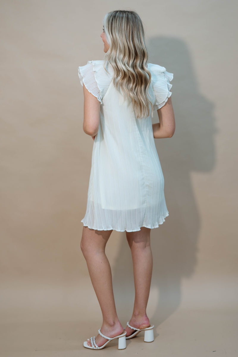 Ethereal pleated dress ivory spring wardrobe