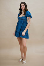 Bestselling navy denim dress with feminine silhouette