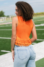 Tennessee orange game day top fringe hem