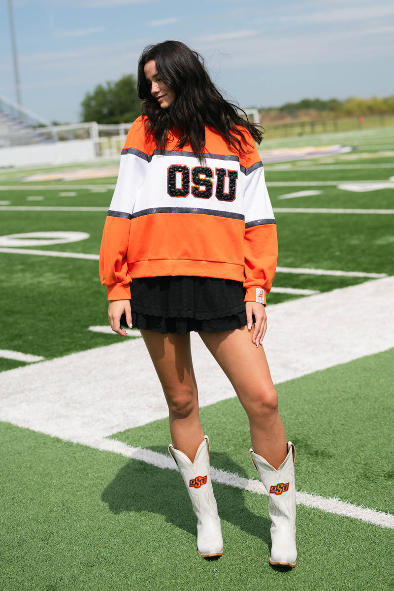 Oklahoma State football sweatshirt stripes