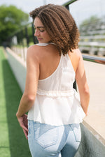 Cottage core white ruffle top sleeveless
