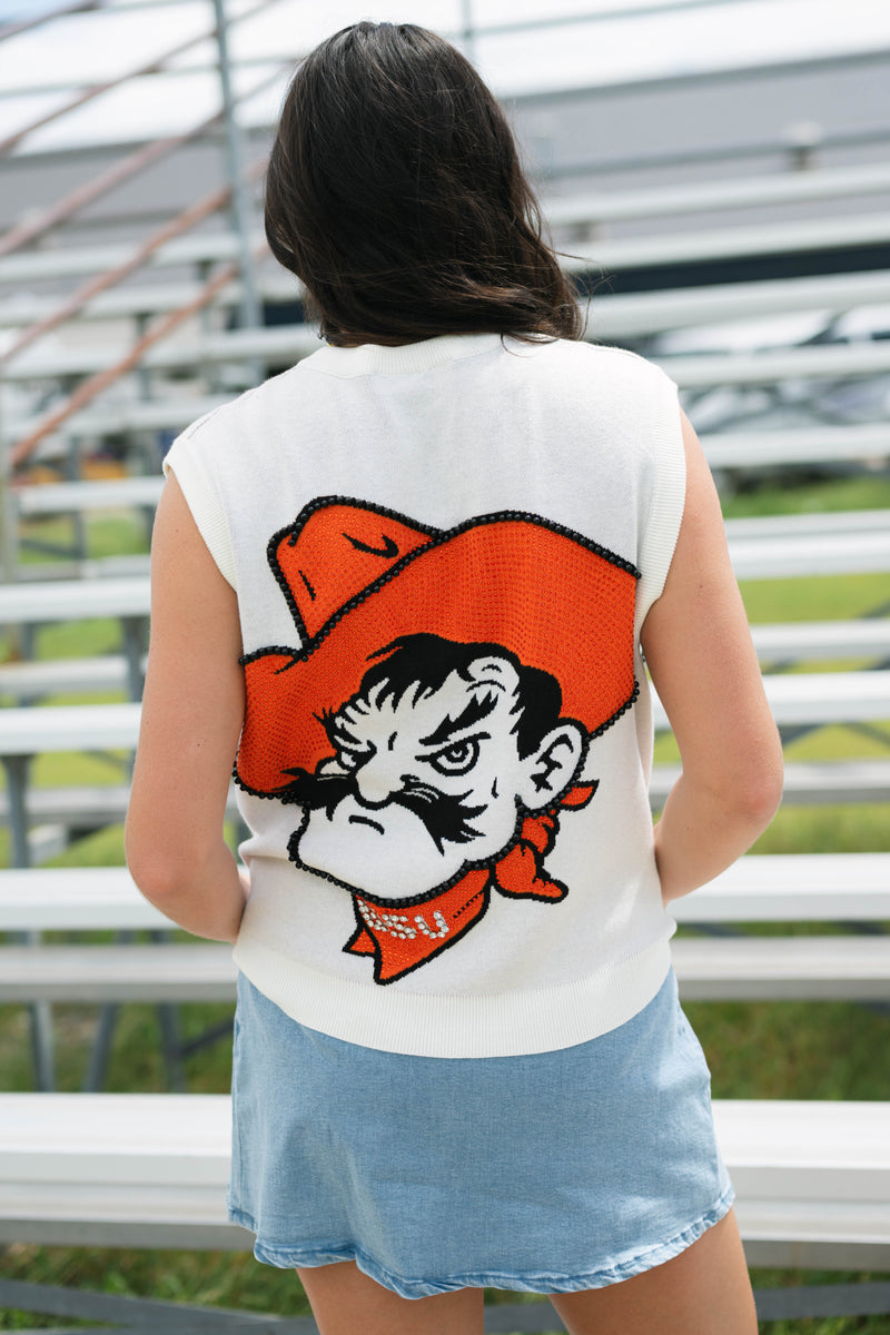 Retro varsity vest sleeveless knit design