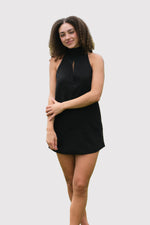 Black cocktail dress turtleneck style