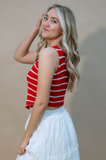 Spring layering piece red stripe crop top