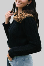 Statement collar cardigan leopard print