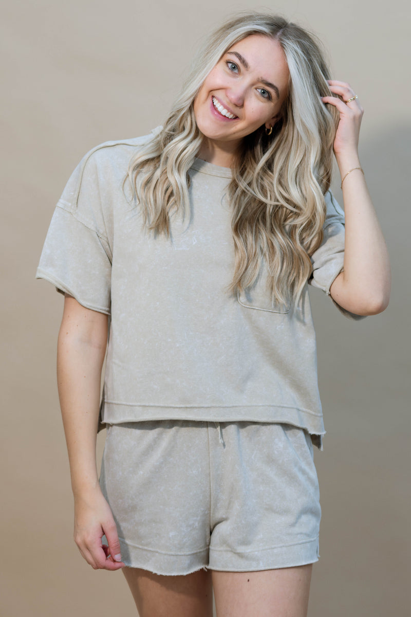 Minimalist taupe matching loungewear set