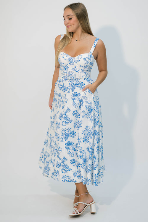 Romantic midi dress floral print