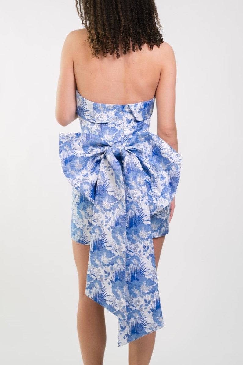 spring formal mini dress Ari Jacquard - Blue photography dresses