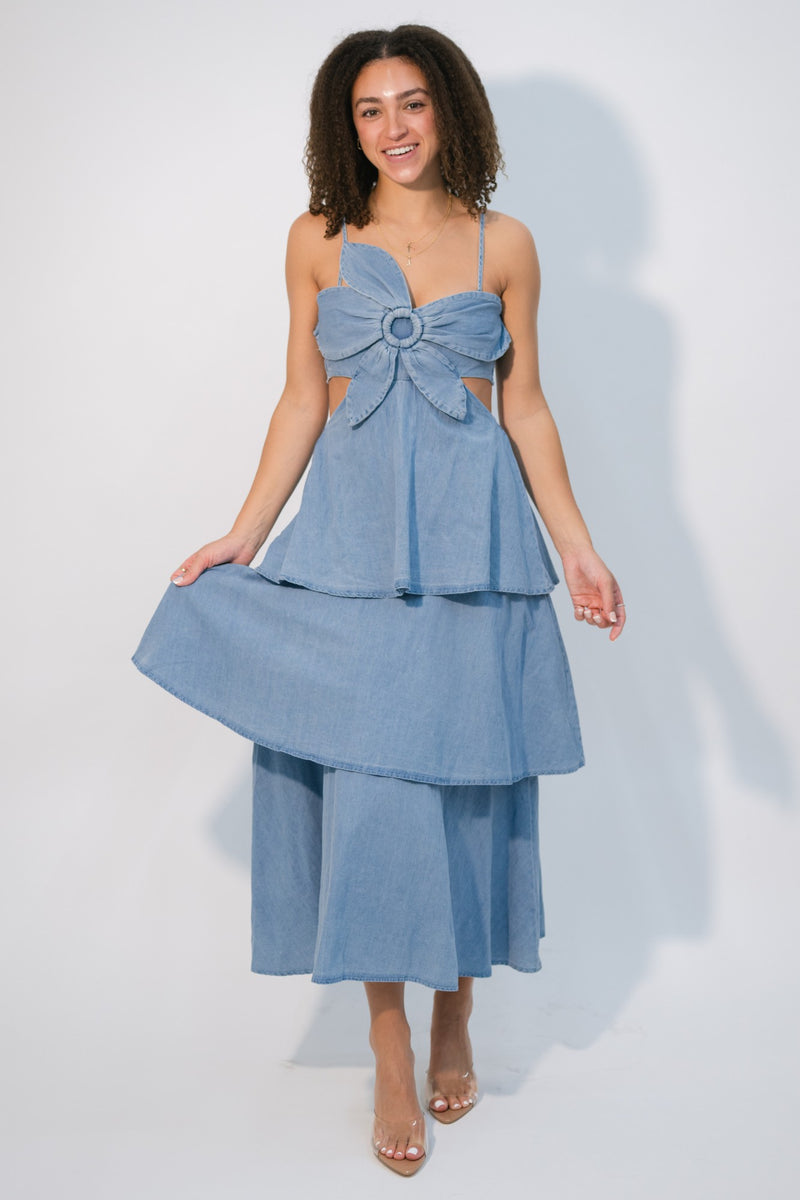 blue denim maxi dress