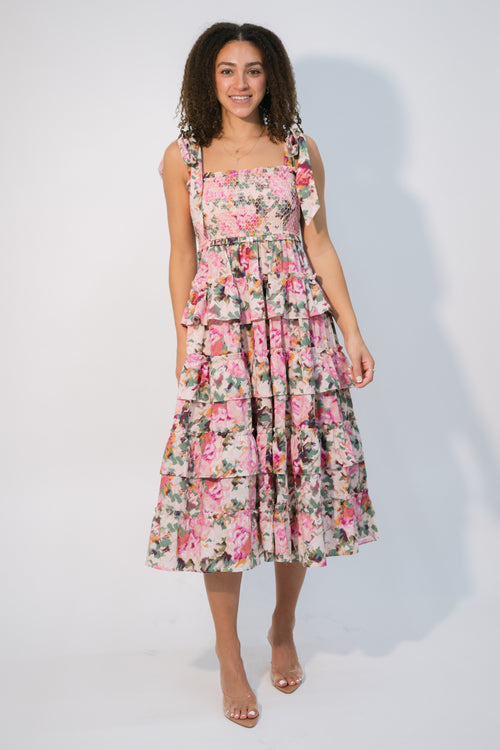 garden party floral midi dress