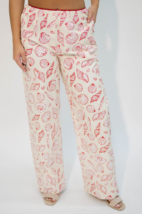 Seashell print wide leg pants