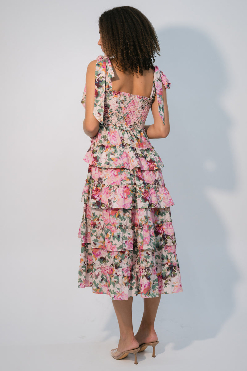 wedding guest pink floral dress