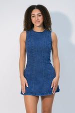 sleeveless denim mini dress