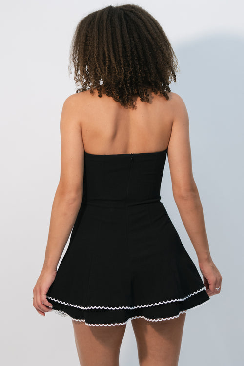 classic black strapless party dress
