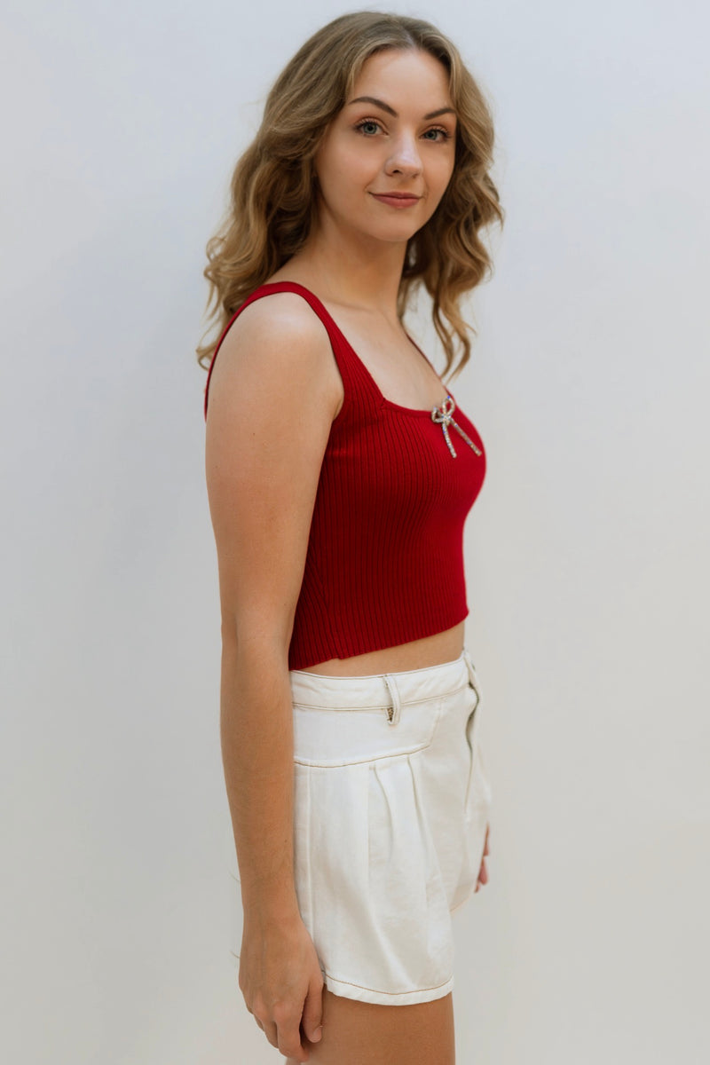 casual chic red tank top